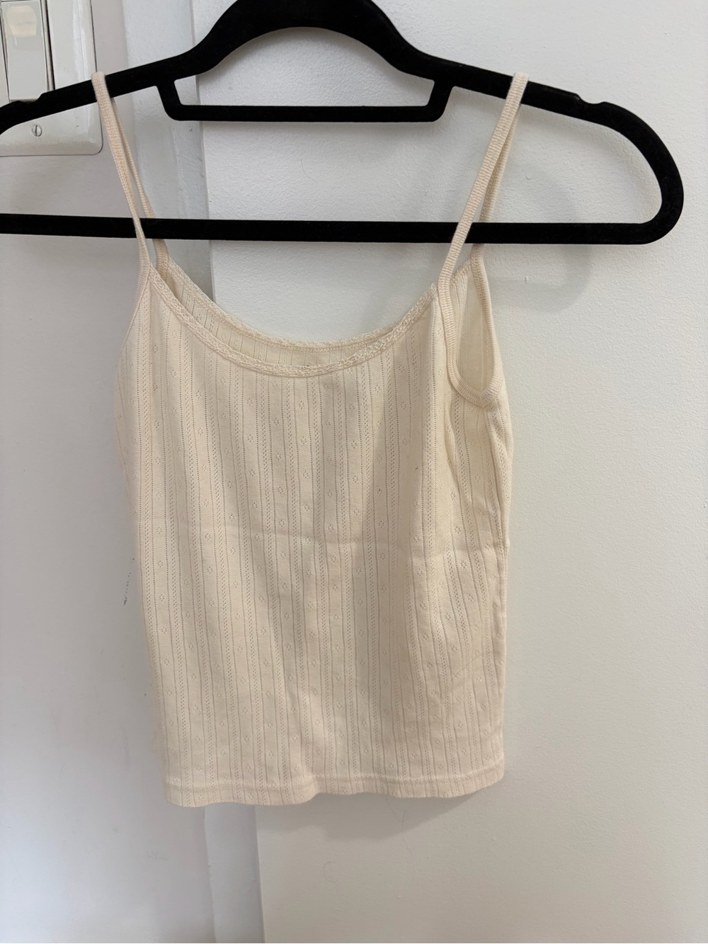 Brandy Melville Cream Ribbed Spaghetti-Strap Tank
